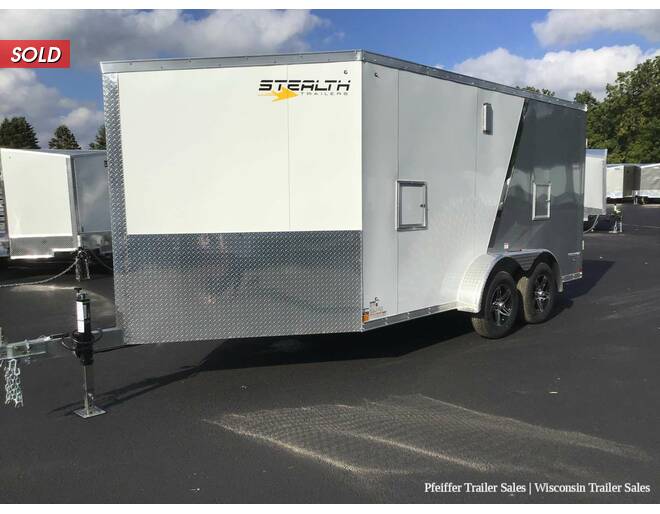 2022 7x19 Stealth Predator 2 Place Snowmobile Trailer w/ 6'6 Interior Height (White/Silver) Snowmobile Trailer at Pfeiffer Trailer Sales STOCK# 92147 Photo 2