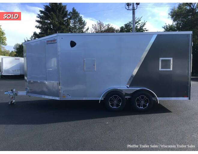 2022 7x19 Discovery Aero-Lite SE 2 Place Snowmobile Trailer; 6'6 Int. Height, White Ceiling Silver/Char Snowmobile Trailer at Pfeiffer Trailer Sales STOCK# 15053 Photo 4