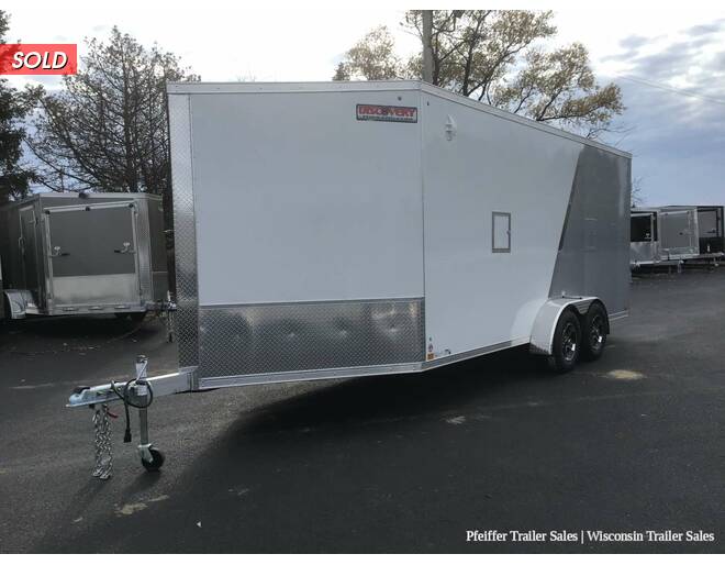 2022 7x23 Discovery Aero-Lite SE 3 Place Snowmobile Trailer, White Ceiling, 7' Int Height (White/Silver) Snowmobile Trailer at Pfeiffer Trailer Sales STOCK# 15065 Photo 2