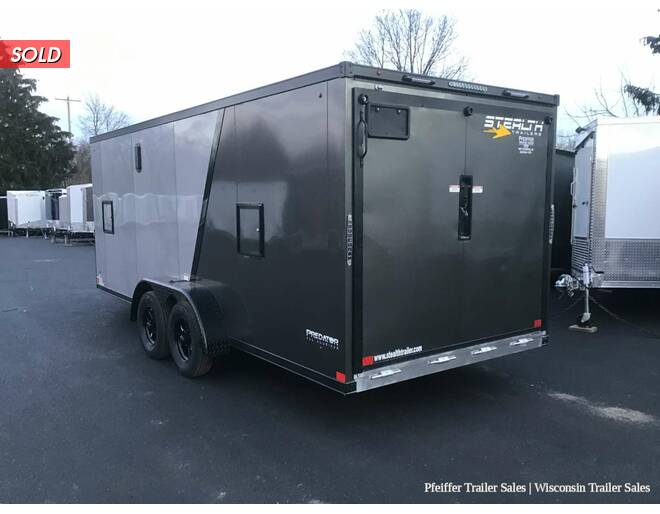 2022 7x23 Stealth Predator 3 Place Snowmobile Trailer, 6' Interior Height, Black Out Pkg Silver/Charcoal Snowmobile Trailer at Pfeiffer Trailer Sales STOCK# 92155 Photo 4