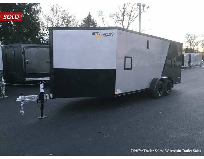 2022 7x23 Stealth Predator 3 Place Snowmobile Trailer, 6' Interior Height, Black Out Pkg Silver/Charcoal Snowmobile Trailer at Pfeiffer Trailer Sales STOCK# 92155 Photo 2