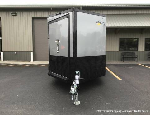 2023 7.5x19 Stealth Predator 2 Place Snowmobile Trailer w/ 7ft Interior Height (Silver/Red) Snowmobile Trailer at Pfeiffer Trailer Sales STOCK# 0695 Exterior Photo