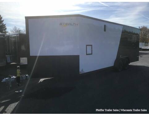 2023 7.5x27 Stealth Predator 3-4 Place Snowmobile Trailer w/ 7ft Int. Height (White/Black( Snowmobile Trailer at Pfeiffer Trailer Sales STOCK# 814 Photo 2