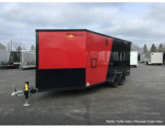 2024 7x23 Stealth Predator 3 Place Snowmobile Trailer - 7ft Interior Height (Red/Black) Snowmobile Trailer at Pfeiffer Trailer Sales STOCK# 186 Photo 2