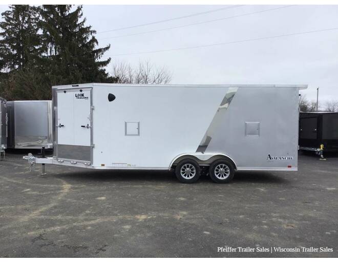 2024 7.5x23 Look Avalanche Deluxe Motorsport 3 Place Snowmobile Trailer - 7ft Int. Height (White/Silver) Snowmobile Trailer at Pfeiffer Trailer Sales STOCK# 8321 Photo 3